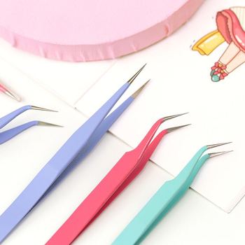 Candy Color Stainless Steel Tweezers Macaron Color Tape Sticker Tool Journal Gadgets Simple Practical Portable Tweezers